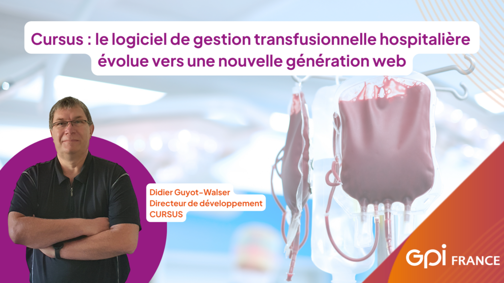 Didier Guyot-Walser, Directeur de développement CURSUS, présentant la nouvelle génération web du logiciel de gestion transfusionnelle hospitalière de GPI France.